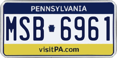 PA license plate MSB6961