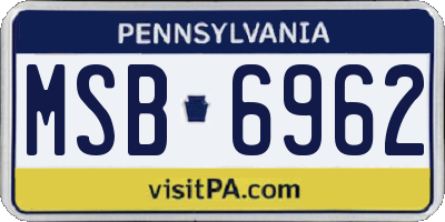 PA license plate MSB6962