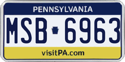 PA license plate MSB6963