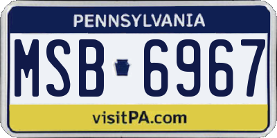 PA license plate MSB6967