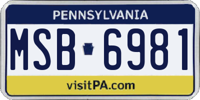 PA license plate MSB6981