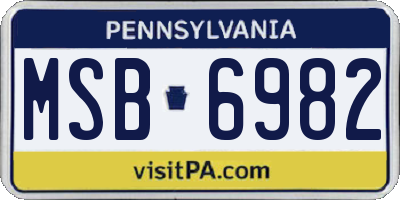 PA license plate MSB6982
