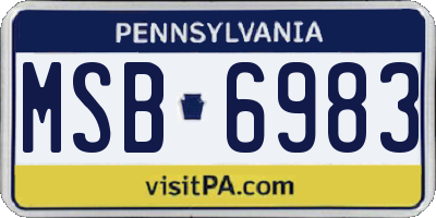 PA license plate MSB6983