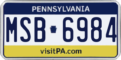 PA license plate MSB6984