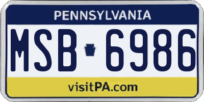 PA license plate MSB6986