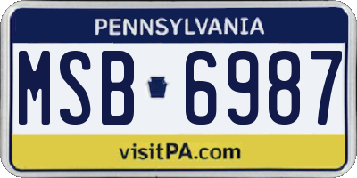 PA license plate MSB6987