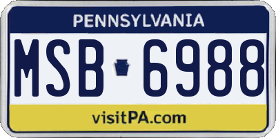 PA license plate MSB6988