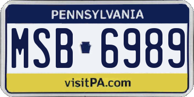 PA license plate MSB6989