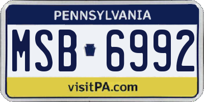 PA license plate MSB6992