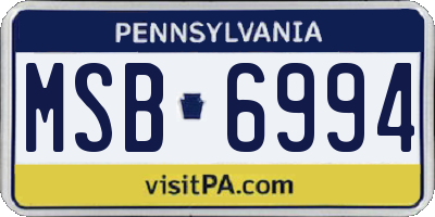 PA license plate MSB6994