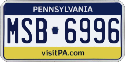 PA license plate MSB6996
