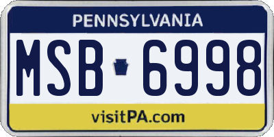 PA license plate MSB6998
