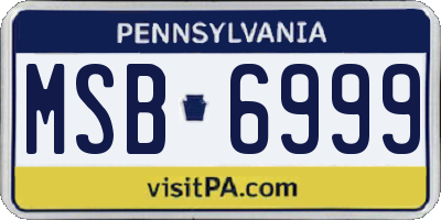 PA license plate MSB6999