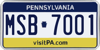 PA license plate MSB7001
