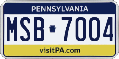PA license plate MSB7004