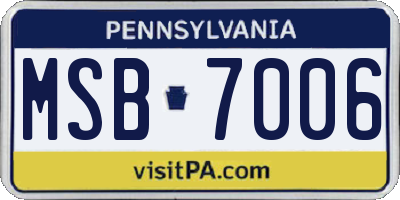 PA license plate MSB7006