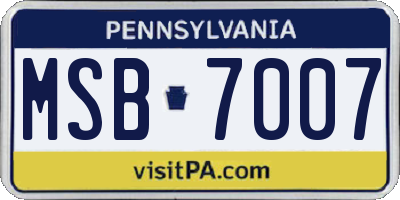 PA license plate MSB7007