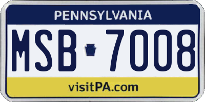 PA license plate MSB7008