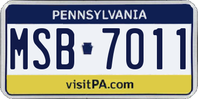 PA license plate MSB7011
