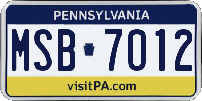 PA license plate MSB7012