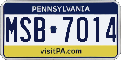 PA license plate MSB7014