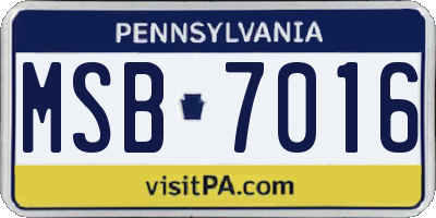 PA license plate MSB7016