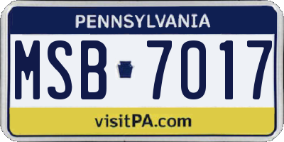 PA license plate MSB7017