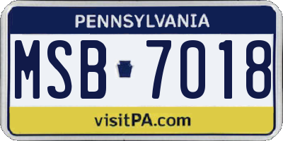 PA license plate MSB7018