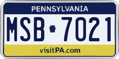 PA license plate MSB7021