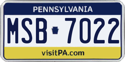 PA license plate MSB7022