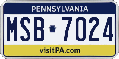 PA license plate MSB7024