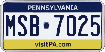 PA license plate MSB7025