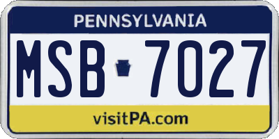 PA license plate MSB7027