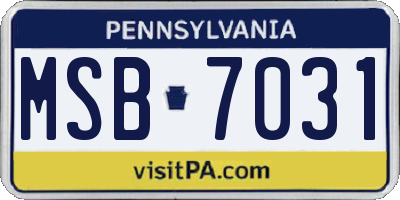PA license plate MSB7031