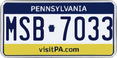 PA license plate MSB7033