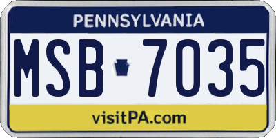 PA license plate MSB7035
