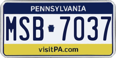 PA license plate MSB7037