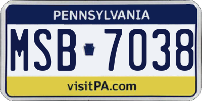PA license plate MSB7038