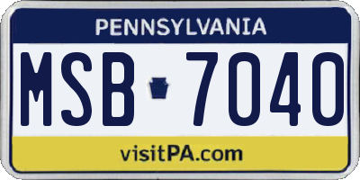 PA license plate MSB7040