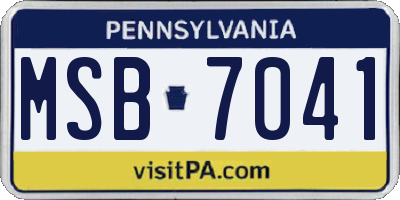 PA license plate MSB7041