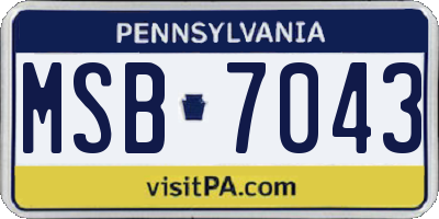 PA license plate MSB7043