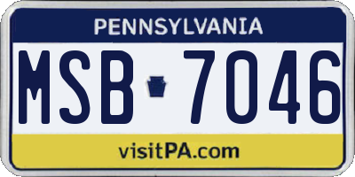 PA license plate MSB7046