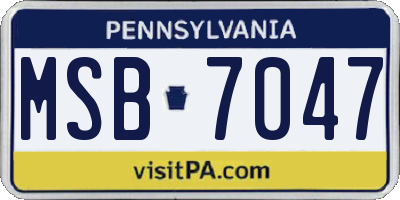 PA license plate MSB7047