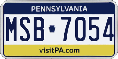 PA license plate MSB7054