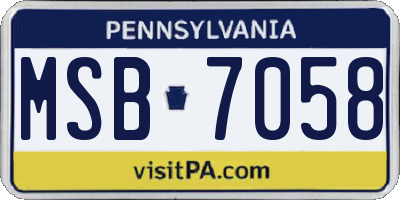 PA license plate MSB7058