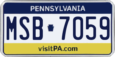 PA license plate MSB7059