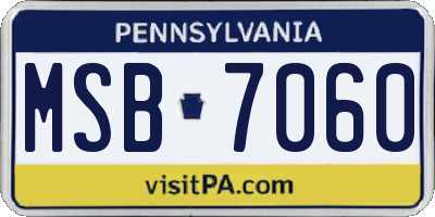 PA license plate MSB7060