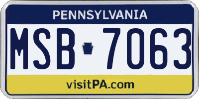 PA license plate MSB7063