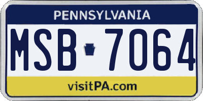 PA license plate MSB7064