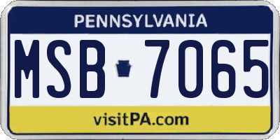 PA license plate MSB7065